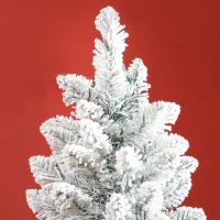 HOMCOM Kerstboom 210 cm, LED-Lichtslinger, Kunststof, Vlamvertragend, Metalen Basis, Groen(m-9)
