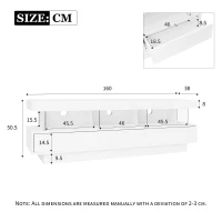 Modern High Gloss TV Units with Storage Drawers, LED Lights, TV Cabinet for Living Room, Bedroom, 160x38x50.5 cm, White(m-3)