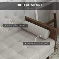 HOMCOM Canapea Extensibila de 1 Persoana cu Rafturi Laterale Pliabile, Canapea 3 Locuri cu Spatar Rabatabil(m-6)