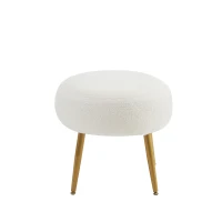 Boucle Snuggle Chair with Footstool Set, Fuzzy Tub Chair Lounge Chair with Footrest for Living Room, Bedroom, Study, 74.5x67x73 cm, White(m-12)