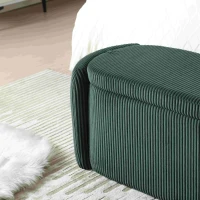 Moderner eleganter Aufbewahrungshocker, hocker aus gestreiftem Samt, angenehmes Sitzgefühl, geeignet für Wohnzimmer, Eingangsbereich, Smaragd(m-6)
