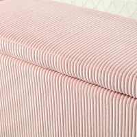 Moderner eleganter Aufbewahrungshocker, hocker aus gestreiftem Samt, angenehmes Sitzgefühl, geeignet für Wohnzimmer, Eingangsbereich, Rosa(m-8)