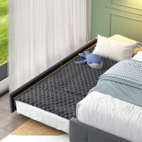 Doppelbett mit USB-Ladekopfteil, Ausziehbett, Polsterbett mit LED-Beleuchtung und 2 Schubladen, 160x200 cm Stauraumbettgestell, ohne Matratze, Grau(m-7)