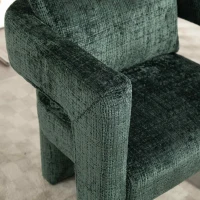 Moderner Chenille-Loungesessel, Esszimmerstuhl, einzigartiges Design mit durchbrochenen Armlehnen, bequemes Kissen, geeignet für Wohnzimmer, Esszimmer, Smaragd(m-6)