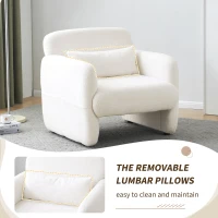 Upholstered Teddy Fabric Occasional Chair with Solid Wood Frame, Comfy Lounge Chair for Living Room, Bedroom, 87x88x77 cm, White(m-4)