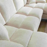 Divano componibile moderno grande in Chenille a forma di U, con Doppi Sedili Reclinabili,  Beige(m-6)