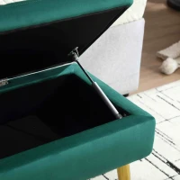 Panca moderna contenitore con gambe in metallo dorato, panca imbottita in velluto per camera da letto, soggiorno, salotto, Verde(m-7)