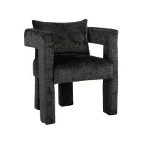 Fauteuil lounge moderne en chenille, chaise de bureau velours, design unique avec accoudoirs creux, coussin confortable, adapté pour salon, salle à manger, Noir(m-2)