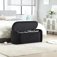 Panca contenitore moderna in velluto a righe per soggiorno, ingresso, camera da letto, Nero(m-1)