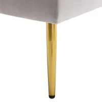 Panca moderna contenitore con gambe in metallo dorato, panca imbottita in velluto per camera da letto, soggiorno, salotto, Grigio(m-9)
