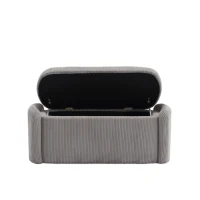 Panca contenitore moderna in velluto a righe per soggiorno, ingresso, camera da letto, Grigio Chiaro(m-9)