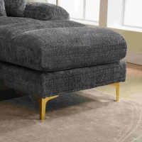 Divano componibile moderno grande in Chenille a forma di U, con Doppi Sedili Reclinabili,  Grigio(m-7)