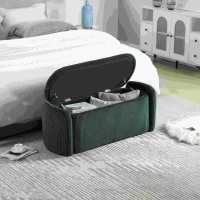 Panca contenitore moderna in velluto a righe per soggiorno, ingresso, camera da letto, Smeraldo(m-1)