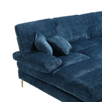 Modernes großes U-förmiges Chenille-Sofa mit Doppel-Liegesitzen, für Wohnzimmer, Wohnung, Villa, Blau(m-8)
