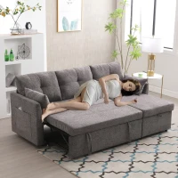 Canapé sectionnel modulaire en forme de L avec méridienne réversible et sièges de rangement grand confort design scandinave, Gris foncé(m-5)