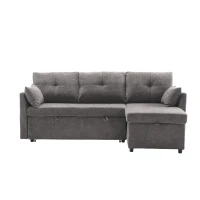 Canapé sectionnel modulaire en forme de L avec méridienne réversible et sièges de rangement grand confort design scandinave, Gris foncé(m-11)