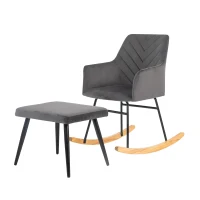 Comfy Chairs with Footstool and Adjustable Manual Swivel Base, Swivel Recliner Armchair for Living Room, 56.5x44x84 cm, Grey(m-13)