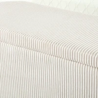 Panca contenitore moderna in velluto a righe per soggiorno, ingresso, camera da letto, Beige(m-8)