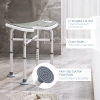 HOMCOM 39-51.5cm 'U' Seat Padded Shower Stool - Grey(m-4)