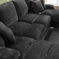 Modernes großes U-förmiges Chenille-Sofa mit Doppel-Liegesitzen, für Wohnzimmer, Wohnung, Villa, Grau(m-6)
