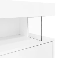 Modern High Gloss TV Units with Storage Drawers, LED Lights, TV Cabinet for Living Room, Bedroom, 160x38x50.5 cm, White(m-10)