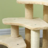 PawHut 2-in-1 Cat Tree, Pet Stairs with Scratching Tickling Post, Toy Balls, for Bed, Sofa, Couch, Beige(m-9)
