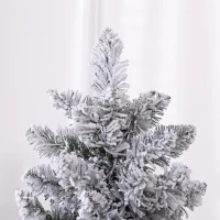 HOMCOM Kerstboom 180 cm, LED-lichtsnoer, Kunstboom, Vlamvertragend, Metalen voet, Groen+Wit(m-9)
