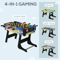HOMCOM Masă de Joc 4 în 1 pentru Fotbal de Masă, Biliard, Air Hockey și Ping-Pong, 86,5x43,5x64 cm, Multicolor(m-4)