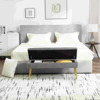 Moderne minimalistische Aufbewahrungshocker mit goldenen Metallbeinen, gepolsterte Samtbank, für Schlafzimmer, Wohnzimmer, Eingangshalle, Dunkelgrau(m-4)