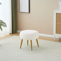 Boucle Snuggle Chair with Footstool Set, Fuzzy Tub Chair Lounge Chair with Footrest for Living Room, Bedroom, Study, 74.5x67x73 cm, White(m-10)