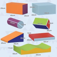 HOMCOM 7 Piece Soft Soft Play Set for Toddlers 1-3 Years, Blue(m-3)