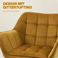 HOMCOM Gestoffeerde Stoel, Accentstoel, Scandi Ontwerp, Fluwelen Look, tot 120 kg, Rubberhout Poten, Geel(m-5)