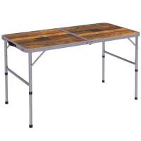 Outsunny 3ft Folding Camping Table Height Adjustable Aluminium Outdoor Garden Party Picnic BBQ Trestle Table Field Kitchen(m-1)