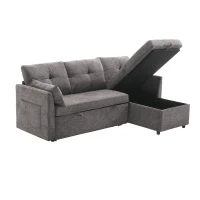 Canapé sectionnel modulaire en forme de L avec méridienne réversible et sièges de rangement grand confort design scandinave, Gris foncé(m-2)