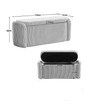 Tabouret de rangement moderne et épuré, tabouret en velours rayé, sensation d'assise confortable, adapté pour le salon, l'entrée, Noir(m-3)