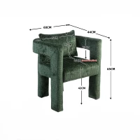 Poltrona lounge moderna in Chenille con braccioli cavi e cuscino, per soggiorno e sala da pranzo, Smeraldo(m-3)