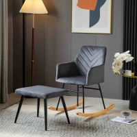 Comfy Chairs with Footstool and Adjustable Manual Swivel Base, Swivel Recliner Armchair for Living Room, 56.5x44x84 cm, Grey(m-8)