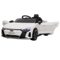 HOMCOM Kinder-Elektroauto Audi RS e-tron GT mit Sicherheitsgurt, Fernbedienung, Scheinwerfern, Musikfunktion, weiß, 103 x 58 x 41cm(m-5)