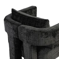 Fauteuil lounge moderne en chenille, chaise de bureau velours, design unique avec accoudoirs creux, coussin confortable, adapté pour salon, salle à manger, Noir(m-8)