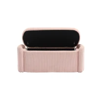 Panca contenitore moderna in velluto a righe per soggiorno, ingresso, camera da letto, Rosa(m-10)