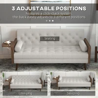 HOMCOM Canapea Extensibila de 1 Persoana cu Rafturi Laterale Pliabile, Canapea 3 Locuri cu Spatar Rabatabil(m-5)