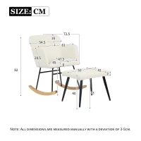 Footstool Recliner Chair with Soft Cushion and Solid Wood Legs, Armchair with Comfortable Footrest for Indoor and Patio, 61x72.5x82 cm, White(m-3)