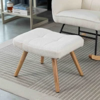 Ergonomic Design Rocking Chair with Footstool, Solid Wood and Metal Frame, Perfect for Garden and Outdoor Use, 65x93x92 cm, White(m-10)