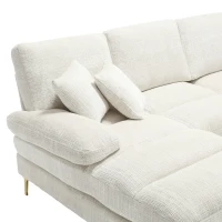 Divano componibile moderno grande in Chenille a forma di U, con Doppi Sedili Reclinabili,  Beige(m-8)