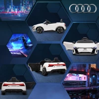 HOMCOM Kinder-Elektroauto Audi RS e-tron GT mit Sicherheitsgurt, Fernbedienung, Scheinwerfern, Musikfunktion, weiß, 103 x 58 x 41cm(m-13)
