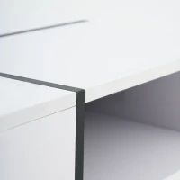 Multifunctional Square Coffee Table with Storage Spaces, High-Gloss Finish, Modern Sofa Table for Living Room, Sitting Room, 70x70x35 cm, White(m-9)