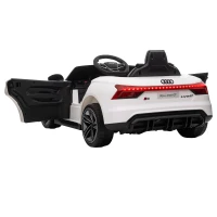 HOMCOM Kinder-Elektroauto Audi RS e-tron GT mit Sicherheitsgurt, Fernbedienung, Scheinwerfern, Musikfunktion, weiß, 103 x 58 x 41cm(m-6)