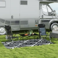 Outsunny Two-Seater Portable Aluminium Table, with Roll-Up Tabletop and Bag - Black(m-8)