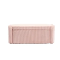 Tabouret de rangement moderne et épuré, tabouret en velours rayé, sensation d'assise confortable, adapté pour le salon, l'entrée, chaise de bureau velours, Rose(m-9)