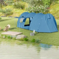 Outsunny 5-6 Man Tunnel Tent, Two Room Camping Tent with Floor, 2 Doors and Carry Bag, 2000mm Water Column for Fishing, Hiking, Sports, Festival(m-9)